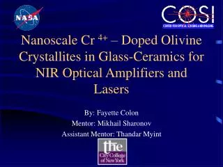 Nanoscale Cr 4+ – Doped Olivine Crystallites in Glass-Ceramics for NIR Optical Amplifiers and Lasers
