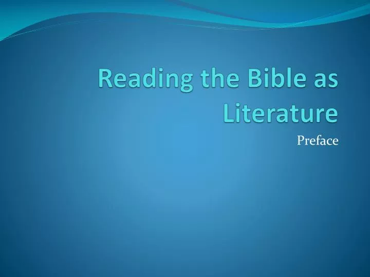 reading the bible as literature