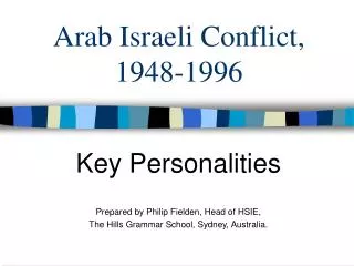 Arab Israeli Conflict, 1948-1996