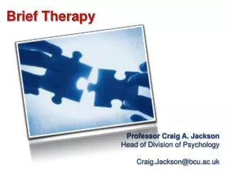 Professor Craig A. Jackson Head of Division of Psychology Craig.Jackson@bcu.ac.uk