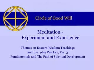 Meditation - Experiment and Experience