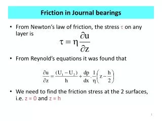Friction in Journal bearings