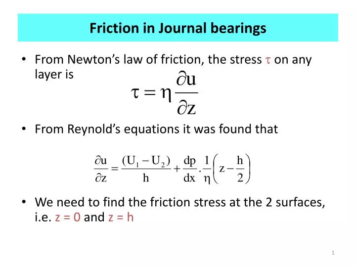 friction in journal bearings