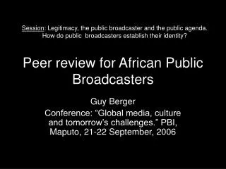 Peer review for African Public Broadcasters