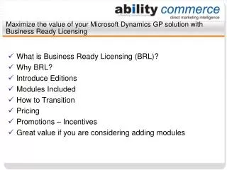 Maximize the value of your Microsoft Dynamics GP solution with Business Ready Licensing