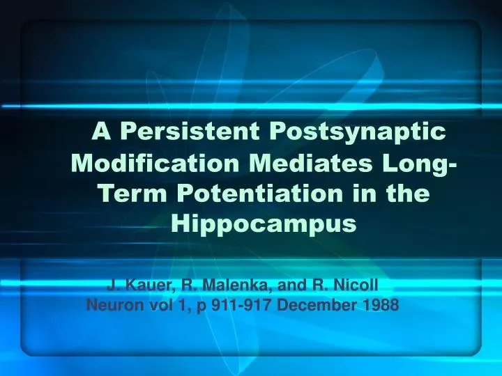a persistent postsynaptic modification mediates long term potentiation in the hippocampus