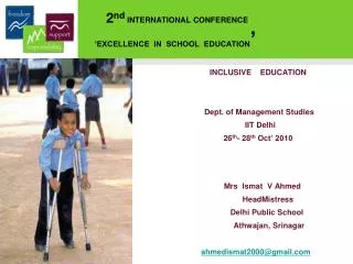2 nd INTERNATIONAL Conference ‘Excellence in School Education ’