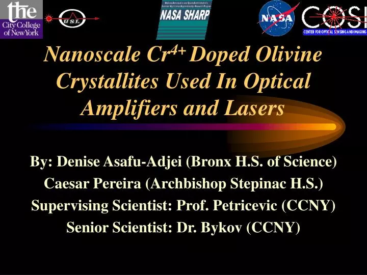 nanoscale cr 4 doped olivine crystallites used in optical amplifiers and lasers