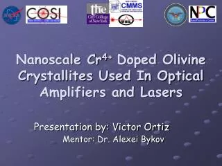 Nanoscale Cr 4+ Doped Olivine Crystallites Used In Optical Amplifiers and Lasers