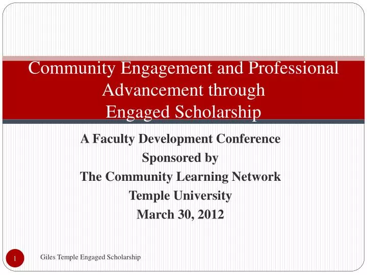 community engagement and professional advancement through engaged scholarship