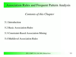 Association Rules and Frequent Pattern Analysis