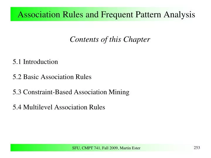 association rules and frequent pattern analysis