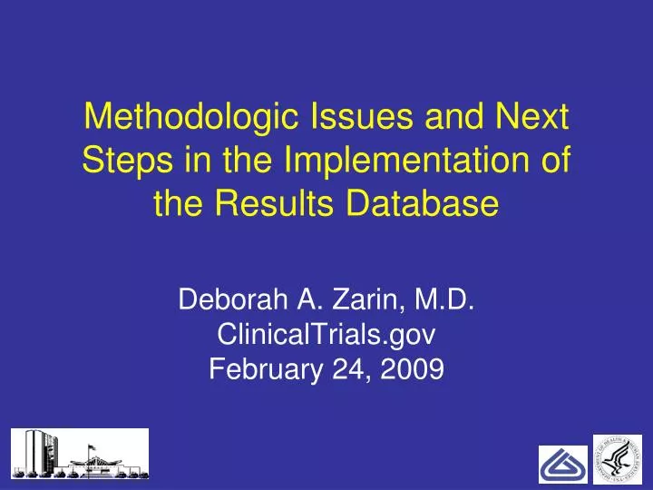 methodologic issues and next steps in the implementation of the results database