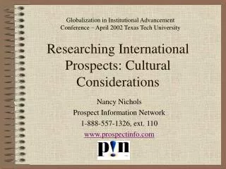 Researching International Prospects: Cultural Considerations