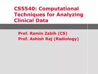 cs5540 computational techniques for analyzing clinical data