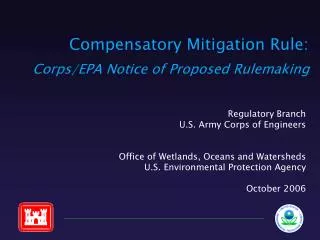 Compensatory Mitigation Rule: Corps/EPA Notice of Proposed Rulemaking
