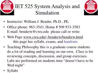 IET 525 System Analysis and Simulation
