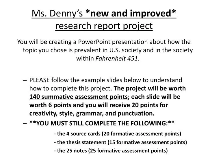 ms denny s new and improved research report project