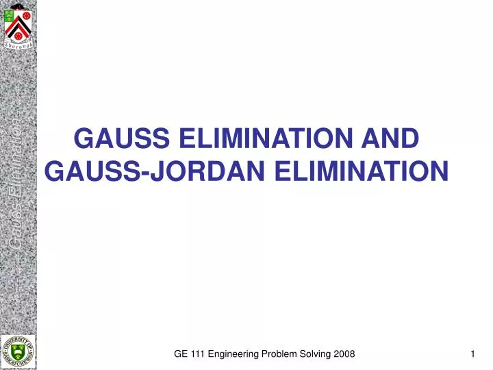 gauss elimination and gauss jordan elimination