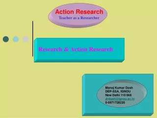 Action Research Teacher as a Researcher