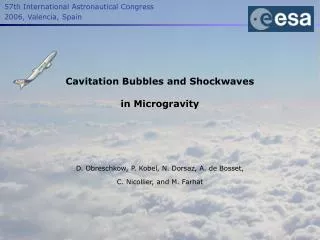 Cavitation Bubbles and Shockwaves in Microgravity