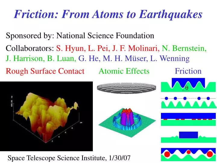 friction from atoms to earthquakes