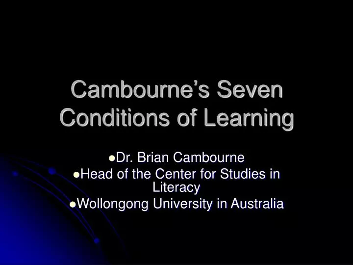 cambourne s seven conditions of learning
