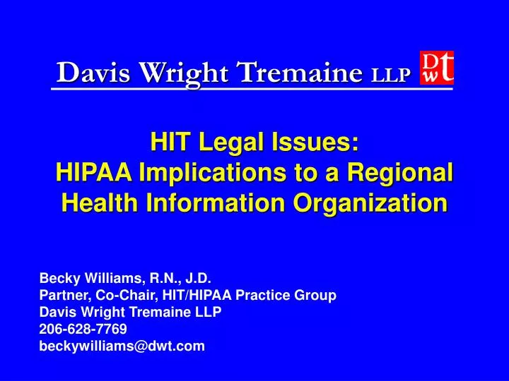 hit legal issues hipaa implications to a regional health information organization