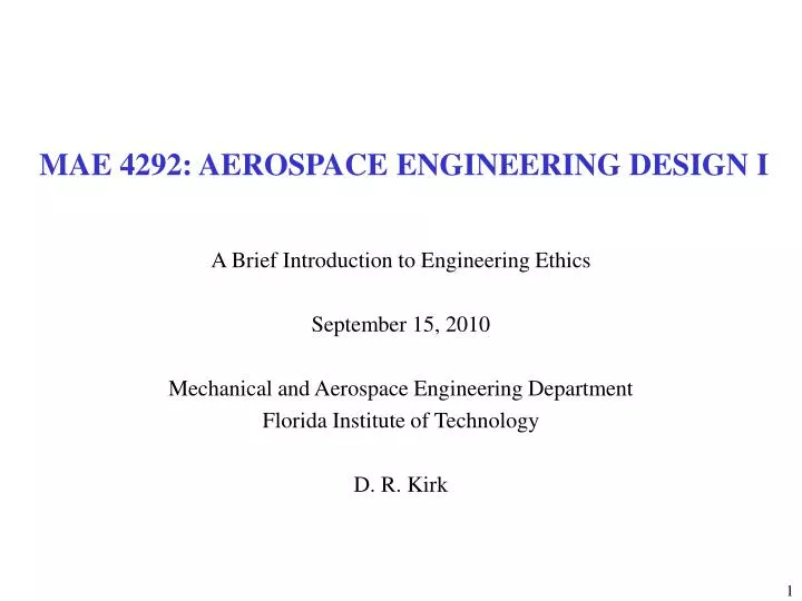 mae 4292 aerospace engineering design i