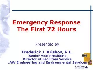 Emergency Response The First 72 Hours