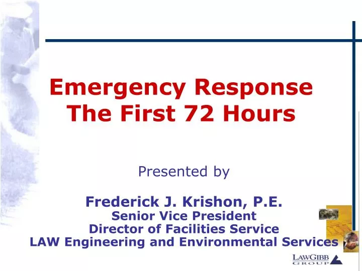 emergency response the first 72 hours