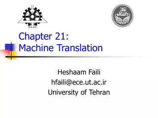Chapter 21: Machine Translation