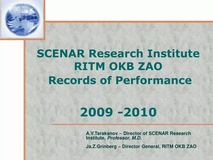 scenar research institute ritm okb zao records of performance 2009 2010