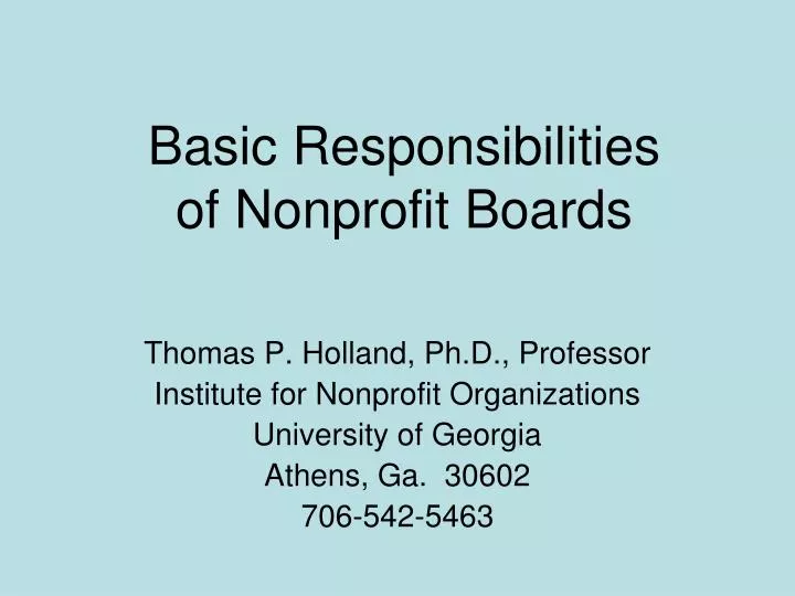 basic responsibilities of nonprofit boards