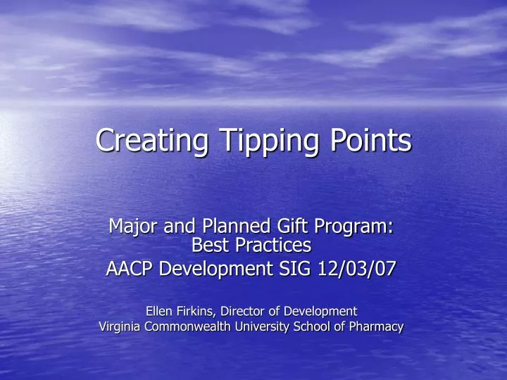 creating tipping points