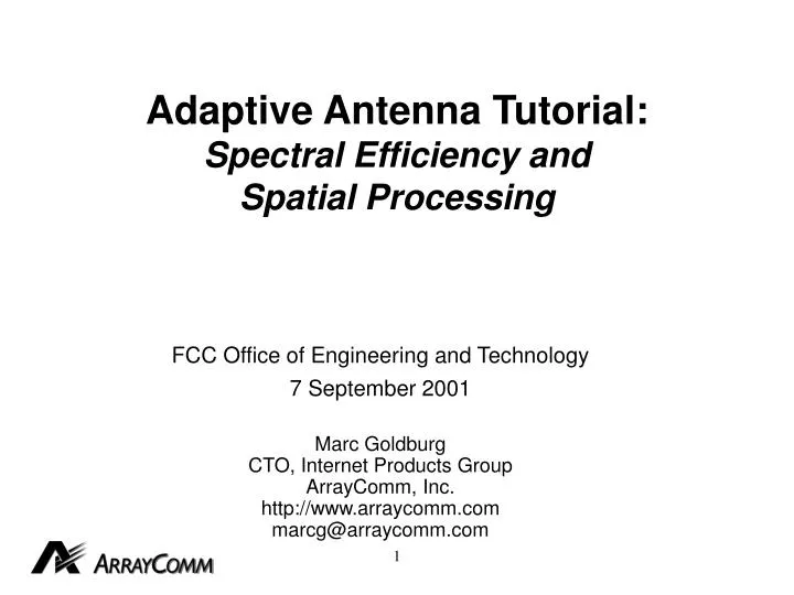 adaptive antenna tutorial spectral efficiency and spatial processing