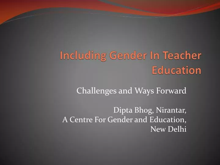 including gender in teacher education