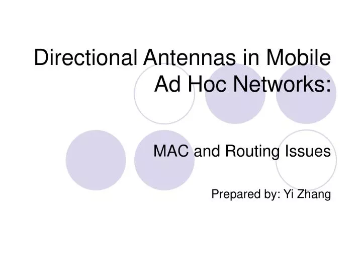 directional antennas in mobile ad hoc networks