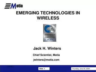 EMERGING TECHNOLOGIES IN WIRELESS