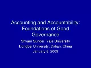 Accounting and Accountability: Foundations of Good Governance