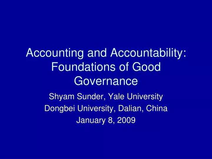 accounting and accountability foundations of good governance