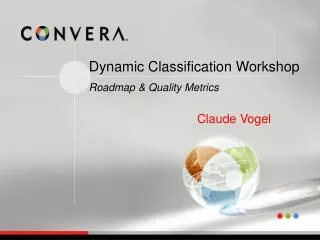 Dynamic Classification Workshop