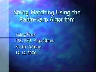 String Matching Using the Rabin-Karp Algorithm