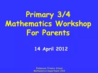 Primary 3/4 Mathematics Workshop For Parents