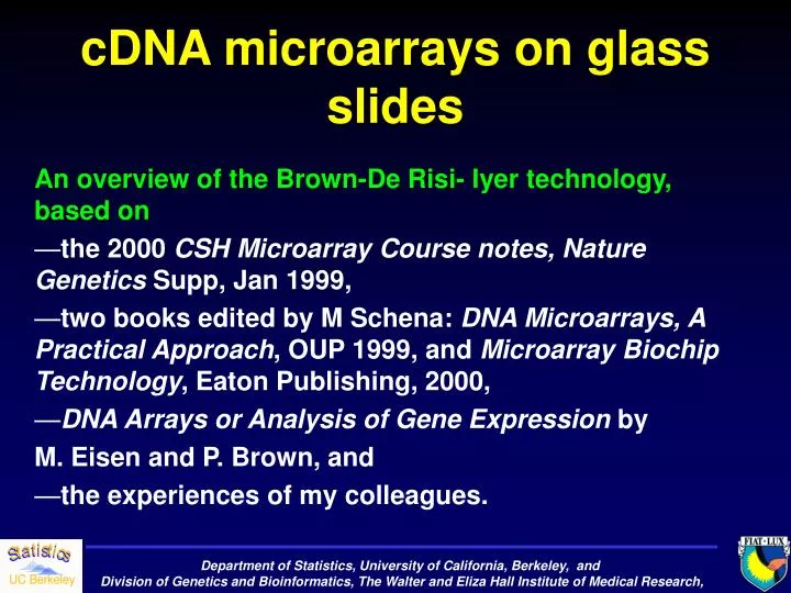 cdna microarrays on glass slides