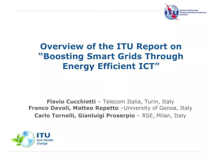 overview of the itu report on boosting smart grids through energy efficient ict
