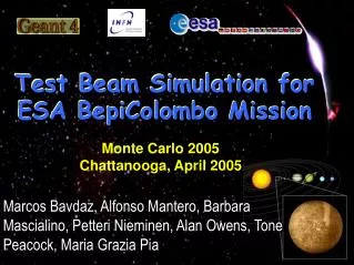 Test Beam Simulation for ESA BepiColombo Mission