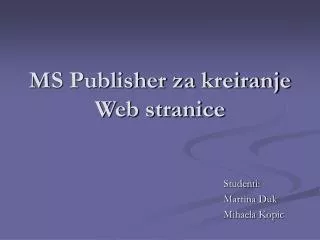 MS Publisher za kreiranje Web stranice