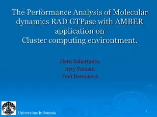 The Performance Analysis of Molecular dynamics RAD GTPase with AMBER application on Cluster computing environtment.