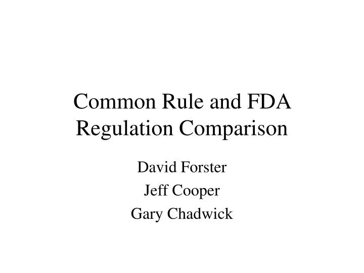 common rule and fda regulation comparison